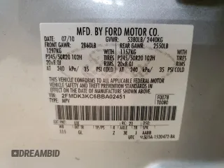2011 Ford Edge Limited with VIN 2FMDK3KC6BBA02451, listed as a Copart auction lot 60855275 with 171,165 mi miles and Salvage title. Bid and sale history available at DreamBid. Image 13.