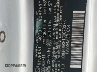 2012 Hyundai Genesis Coupe Grand Touring z VIN KMHHU6KH1CU078373, wystawiony jako Copart lot #47413785 z przebiegiem 111 847 mil mil oraz Szkoda całkowita • Salvage title. Historia ofert i sprzedaży dostępna na DreamBid. Obrazek 13.