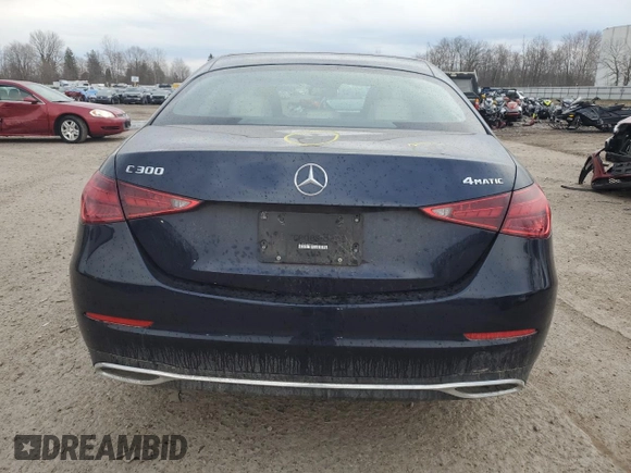 2022 Mercedes-Benz C 300 with VIN W1KAF4HB7NR061578, listed as a Copart auction lot 50004145 with 22,241 mi miles and Salvage Title. Bid and sale history available at DreamBid. Image 6.