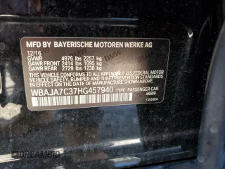 2017 BMW 5 Series 530i xDrive with VIN WBAJA7C37HG457940, listed as a Copart auction lot 85928794 with 134,801 mi miles and Salvage Title. Bid and sale history available at carsss.com. Image 13.