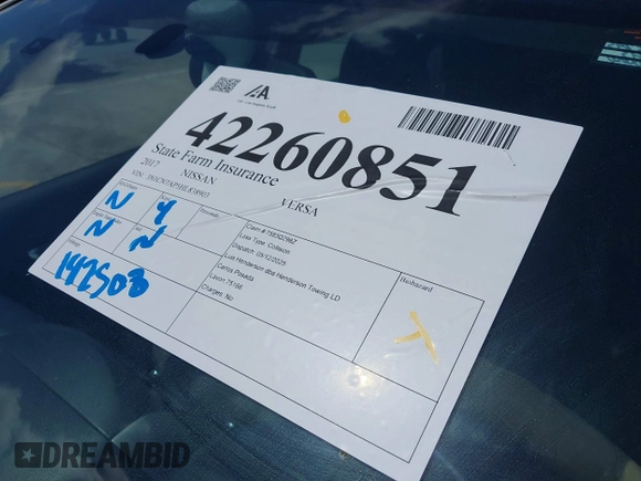 2017 Nissan Versa SV с VIN 3N1CN7AP5HL838903, выставлен на аукционе IAAI как лот 42260851 с пробегом 142 508 миль миль и . История ставок и продаж доступна на DreamBid. Изображение 17.