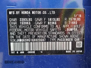 2016 Honda Fit LX with VIN JHMGK5H51GX023597, listed as a Copart auction lot 54264975 with 83,528 mi miles and Salvage Title. Bid and sale history available at carsss.com. Image 12.