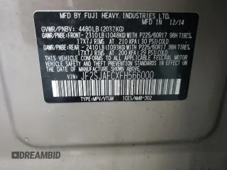 2015 Subaru Forester Premium with VIN JF2SJAFCXFH566000, listed as a Copart auction lot 59915295 with 86,853 mi miles and Salvage title. Bid and sale history available at DreamBid. Image 12.