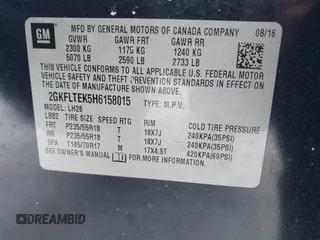 2017 GMC Terrain SLE with VIN 2GKFLTEK5H6158015, listed as a IAAI auction lot 41607701 with 98,794 mi miles. Bid and sale history available at carsss.com. Image 9.