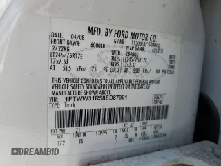 2008 Ford F-350 XL with VIN 1FTWW31R58ED87991, listed as a Copart auction lot 51704105 with 210,981 mi miles and Salvage Title. Bid and sale history available at DreamBid. Image 13.