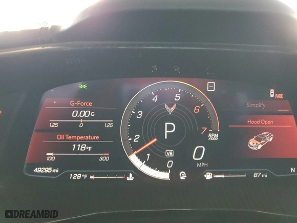 2020 Chevrolet Corvette 3LT with VIN 1G1Y82D45L5104956, listed as a Copart auction lot 54175685 with 49,295 mi miles and Salvage Title. Bid and sale history available at carsss.com. Image 9.