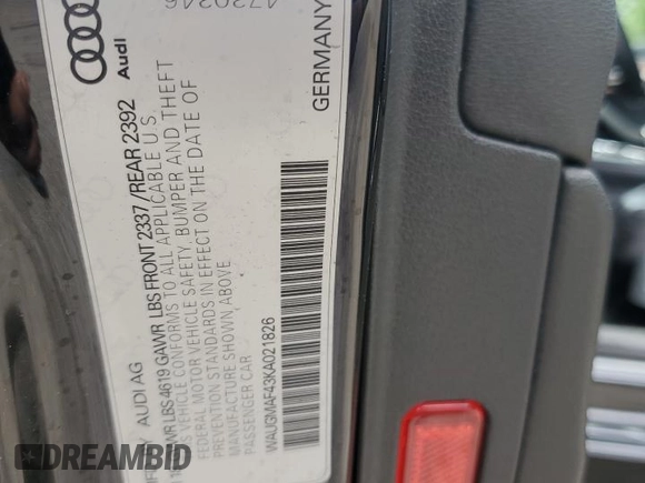 2019 Audi A4 Premium z VIN WAUGMAF43KA021826, wystawiony jako Copart lot #54604085 z przebiegiem 77 590 mil mil oraz Szkoda całkowita • Salvage title. Historia ofert i sprzedaży dostępna na DreamBid. Obrazek 12.