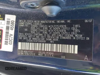 2007 Toyota Sienna CE with VIN 5TDZK23C87S080688, listed as a IAAI auction lot 42125196 with 189,427 mi miles. Bid and sale history available at carsss.com. Image 9.