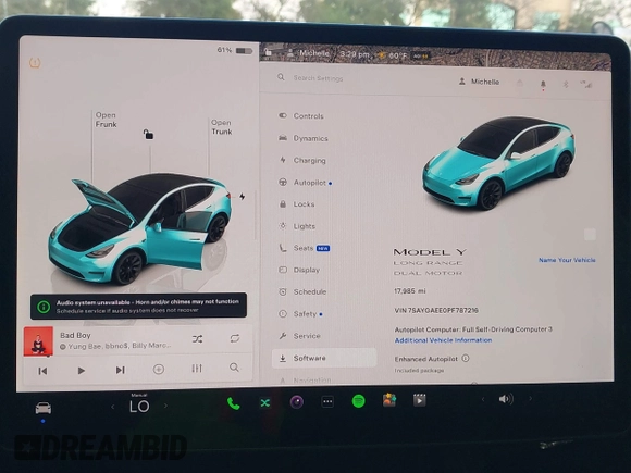 2023 Tesla Model Y Long Range with VIN 7SAYGAEE0PF787216, listed as a IAAI auction lot 41589954 with 17,985 mi miles and . Bid and sale history available at DreamBid. Image 7.