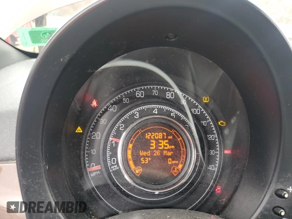 2012 FIAT 500 Sport z VIN 3C3CFFBR6CT383917, wystawiony jako Copart lot #50950975 z przebiegiem 122 087 mil mil oraz Tytuł czysty. Historia ofert i sprzedaży dostępna na DreamBid. Obrazek 9.
