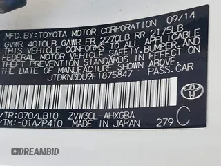 2015 Toyota Prius Four z VIN JTDKN3DU9F1875847, wystawiony jako IAAI lot #41937117 z przebiegiem 150 735 mil mil oraz . Historia ofert i sprzedaży dostępna na DreamBid. Obrazek 9.