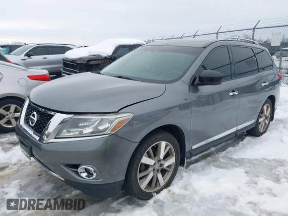 2015 Nissan Pathfinder Platinum with VIN 5N1AR2MM3FC710127, listed as a IAAI auction lot 41617867 with 112,020 mi miles and . Bid and sale history available at DreamBid. Image 2.
