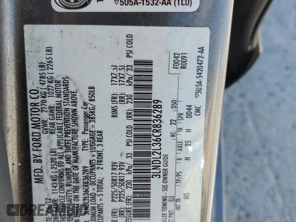 2012 Lincoln MKZ Hybrid with VIN 3LNDL2L36CR836289, listed as a Copart auction lot 50690985 with 177,778 mi miles and Clean Title. Bid and sale history available at DreamBid. Image 14.