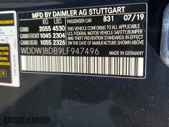 2020 Mercedes-Benz C 300 с VIN WDDWJ8DB9LF947496, выставлен на аукционе Copart как лот 66434224 с пробегом 32 992 миль миль и Списание • Salvage title. История ставок и продаж доступна на DreamBid. Изображение 12.