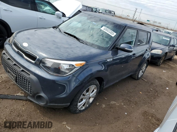 2014 Kia Soul + with VIN KNDJP3A53E7076791, listed as a Copart auction lot 50603305 with 53,662 mi miles and Salvage Title. Bid and sale history available at DreamBid. Image 1.