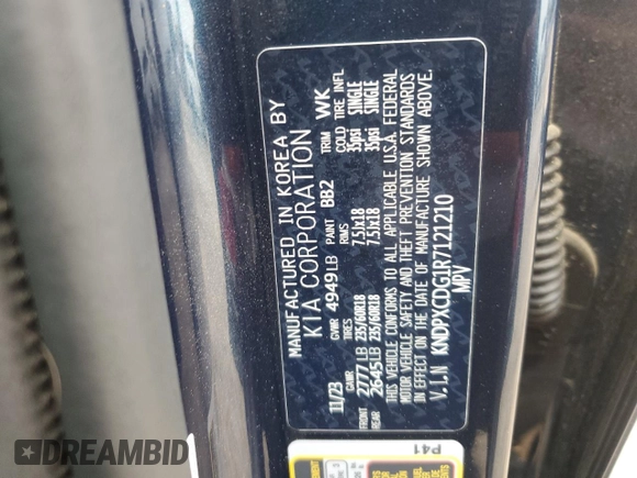 2024 Kia Sportage SX-Prestige z VIN KNDPXCDG1R7121210, wystawiony jako Copart lot #56283835 z przebiegiem 21 278 mil mil oraz Nie do naprawy • Non repairable. Historia ofert i sprzedaży dostępna na DreamBid. Obrazek 14.