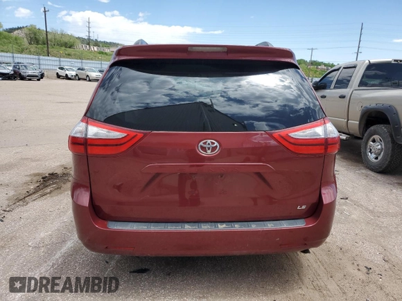 2015 Toyota Sienna LE AAS with VIN 5TDKK3DC3FS585817, listed as a Copart auction lot 52002925 with Not provided miles and Salvage title. Bid and sale history available at DreamBid. Image 6.