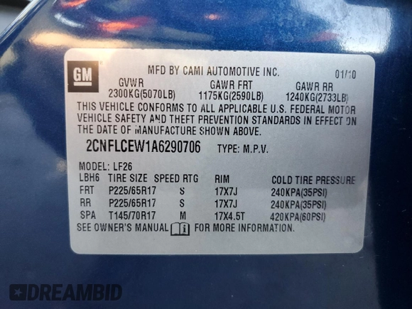 2010 Chevrolet Equinox LS with VIN 2CNFLCEW1A6290706, listed as a Copart auction lot 51429285 with 100,246 mi miles and Salvage Title. Bid and sale history available at carsss.com. Image 15.