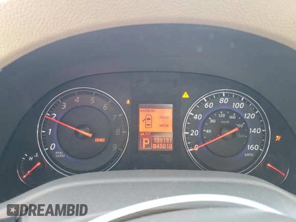2008 Infiniti G35 with VIN JNKBV61E28M221786, listed as a Copart auction lot 76457114 with 109,191 mi miles and Salvage Title. Bid and sale history available at DreamBid. Image 9.