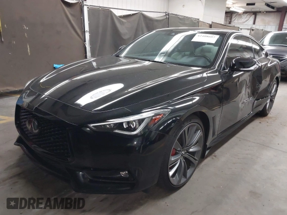 2022 Infiniti Q60 Red Sport 400 with VIN JN1FV7LL4NM680157, listed as a IAAI auction lot 42408607 with 49,060 mi miles and . Bid and sale history available at DreamBid. Image 2.