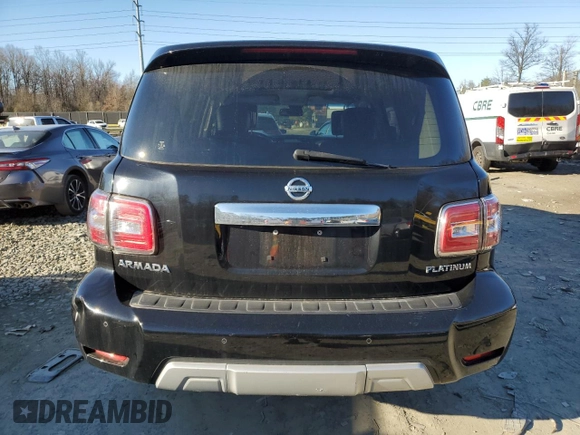 2017 Nissan Armada Platinum with VIN JN8AY2NE1H9704006, listed as a Copart auction lot 48964655 with 86,907 mi miles and Salvage Title. Bid and sale history available at carsss.com. Image 6.