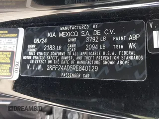 2024 Kia Forte LXS z VIN 3KPF24AD5RE840129, wystawiony jako IAAI lot #41824131 z przebiegiem 4 705 mil mil oraz . Historia ofert i sprzedaży dostępna na DreamBid. Obrazek 9.