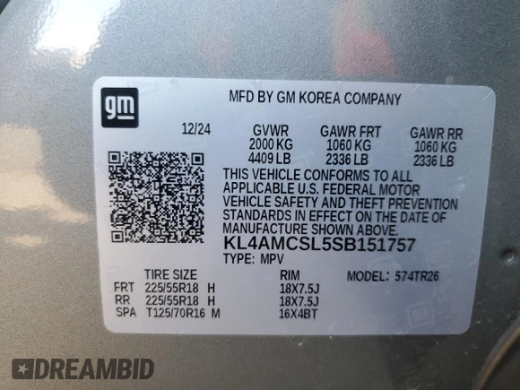2025 Buick Encore GX Preferred with VIN KL4AMCSL5SB151757, listed as a Copart auction lot 63910305 with 7,763 mi miles and Clean title. Bid and sale history available at DreamBid. Image 13.