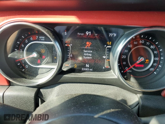 2021 Jeep Wrangler Unlimited Rubicon with VIN 1C4HJXFN4MW789526, listed as a Copart auction lot 59540025 with 33,583 mi miles and Salvage title. Bid and sale history available at DreamBid. Image 9.