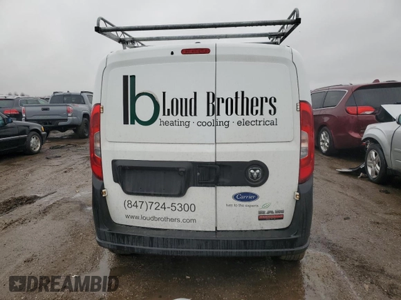 2018 Ram ProMaster City Cargo Tradesman with VIN ZFBERFAB4J6H40878, listed as a Copart auction lot 49410505 with 192,038 mi miles and Salvage Title. Bid and sale history available at carsss.com. Image 6.