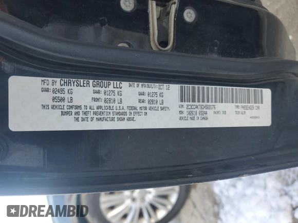 2013 Chrysler 300 with VIN 2C3CCAKT6DH569376, listed as a Copart auction lot 43035385 with 205,050 mi miles and Salvage Title. Bid and sale history available at carsss.com. Image 12.