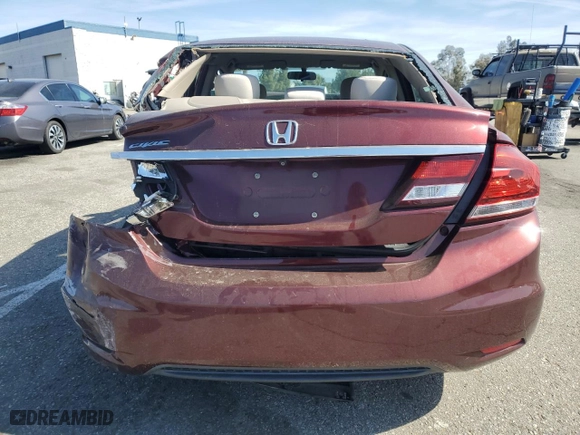 2014 Honda Civic Sedan LX with VIN 19XFB2F5XEE274081, listed as a Copart auction lot 47815625 with 0 mi miles and Salvage Title. Bid and sale history available at carsss.com. Image 6.