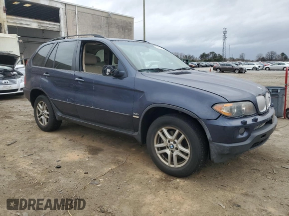 2005 BMW X5 3.0i with VIN 5UXFA13525LY06673, listed as a Copart auction lot 47687345 with 197,052 mi miles and Clean Title. Bid and sale history available at carsss.com. Image 4.