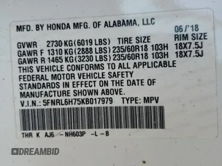 2019 Honda Odyssey EX-L with VIN 5FNRL6H75KB017979, listed as a Copart auction lot 42971285 with Not Provided miles and Salvage Title. Bid and sale history available at DreamBid. Image 14.