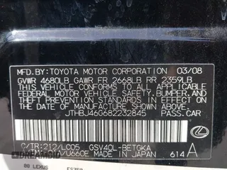 2008 Lexus ES 330 z VIN JTHBJ46G682232845, wystawiony jako IAAI lot #42430862 z przebiegiem 211 364 mil mil oraz . Historia ofert i sprzedaży dostępna na DreamBid. Obrazek 9.