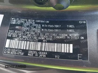 2019 Toyota 4Runner SR5 с VIN JTEBU5JR7K5661632, выставлен на аукционе IAAI как лот 41634341 с пробегом 65 485 миль миль и . История ставок и продаж доступна на DreamBid. Изображение 9.