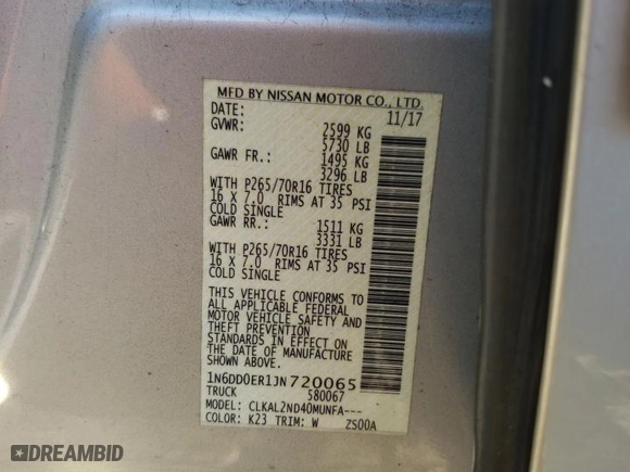 2018 Nissan Frontier S with VIN 1N6DD0ER1JN720065, listed as a Copart auction lot 79056074 with 97,459 mi miles and Salvage Title. Bid and sale history available at carsss.com. Image 12.