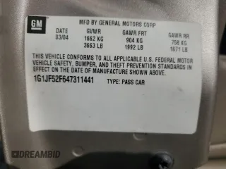 2004 Chevrolet Cavalier LS with VIN 1G1JF52F647311441, listed as a Copart auction lot 43691545 with 156,256 mi miles and Clean Title. Bid and sale history available at DreamBid. Image 12.