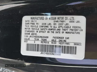 2012 Infiniti G37 Journey with VIN JN1CV6EK6CM420499, listed as a IAAI auction lot 41979714 with 157,066 mi miles. Bid and sale history available at carsss.com. Image 9.