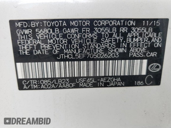 2016 Lexus LS 460 with VIN JTHCL5EF7G5026203, listed as a Copart auction lot 54129465 with 142,898 mi miles and Salvage title. Bid and sale history available at DreamBid. Image 13.