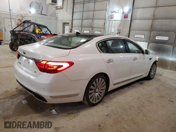 2015 Kia K900 Premium z VIN KNALU4D45F6025114, wystawiony jako Copart lot #56259234 z przebiegiem 144 253 mil mil oraz Szkoda całkowita • Salvage title. Historia ofert i sprzedaży dostępna na DreamBid. Obrazek 3.