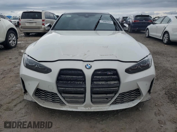 2021 BMW M4 with VIN WBS53AZ04MCG28925, listed as a Copart auction lot 73985524 with 0 mi miles and Salvage Title. Bid and sale history available at carsss.com. Image 5.
