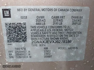 2018 Chevrolet Equinox LT with VIN 2GNAXJEVXJ6278186, listed as a IAAI auction lot 41820710 with 181,044 mi miles. Bid and sale history available at carsss.com. Image 9.