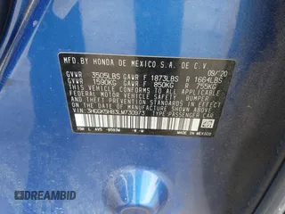 2020 Honda Fit EX с VIN 3HGGK5H83LM730973, выставлен на аукционе IAAI как лот 42084017 с пробегом 41 625 миль миль и . История ставок и продаж доступна на DreamBid. Изображение 9.