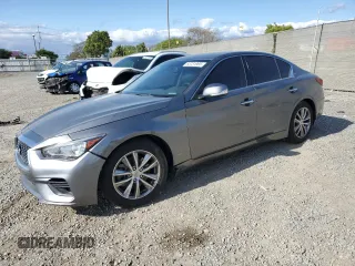 2021 Infiniti Q50 Pure with VIN JN1EV7AP5MM706121, listed as a Copart auction lot 53731965 with 76,603 mi miles and Salvage Title. Bid and sale history available at DreamBid. Image 1.