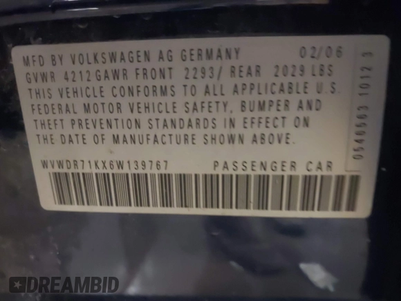 2006 Volkswagen Rabbit с VIN WVWDR71KX6W139767, выставлен на аукционе IAAI как лот 41569399 с пробегом 229 724 миль миль и . История ставок и продаж доступна на DreamBid. Изображение 9.