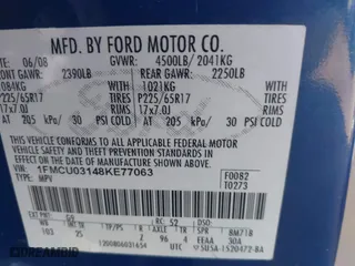 2008 Ford Escape XLT with VIN 1FMCU03148KE77063, listed as a IAAI auction lot 41815059 with 160,000 mi miles. Bid and sale history available at carsss.com. Image 9.