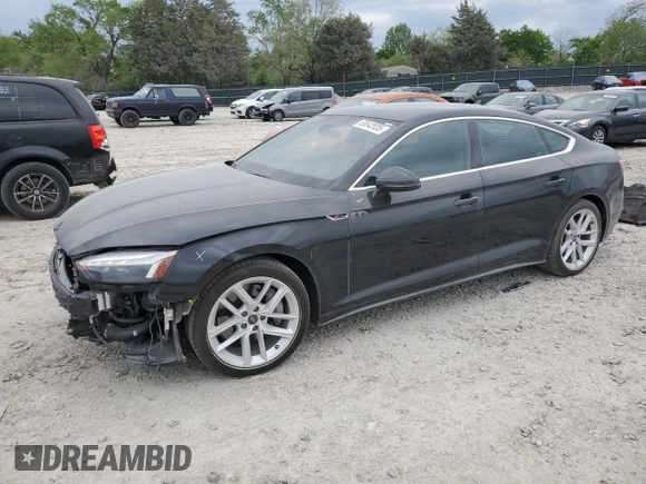 2023 Audi A5 Sportback S line Premium Plus with VIN WAUFACF56PA040015, listed as a Copart auction lot 53642035 with 23,669 mi miles and Salvage Title. Bid and sale history available at carsss.com. Image 1.
