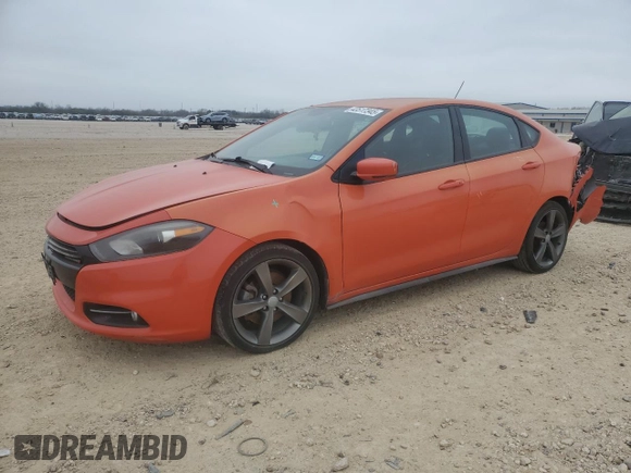 2015 Dodge Dart GT with VIN 1C3CDFEB2FD224939, listed as a Copart auction lot 43517345 with 72,274 mi miles and Salvage Title. Bid and sale history available at DreamBid. Image 1.