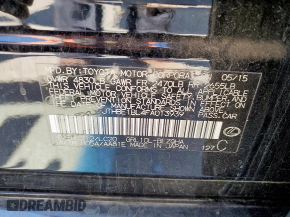 2015 Lexus GS 350 with VIN JTHBE1BL4FA013939, listed as a Copart auction lot 52621315 with 75,923 mi miles and Salvage Title. Bid and sale history available at carsss.com. Image 12.