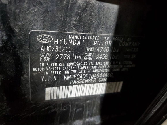 2011 Hyundai Azera Limited with VIN KMHFC4DF1BA544460, listed as a Copart auction lot 48556125 with 148,693 mi miles and Salvage Title. Bid and sale history available at DreamBid. Image 13.